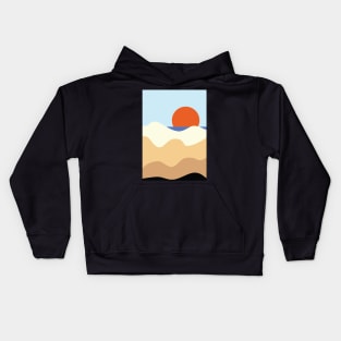 Minimalist Modern Sunset at The Beach Landscape Graphic Art Kids Hoodie